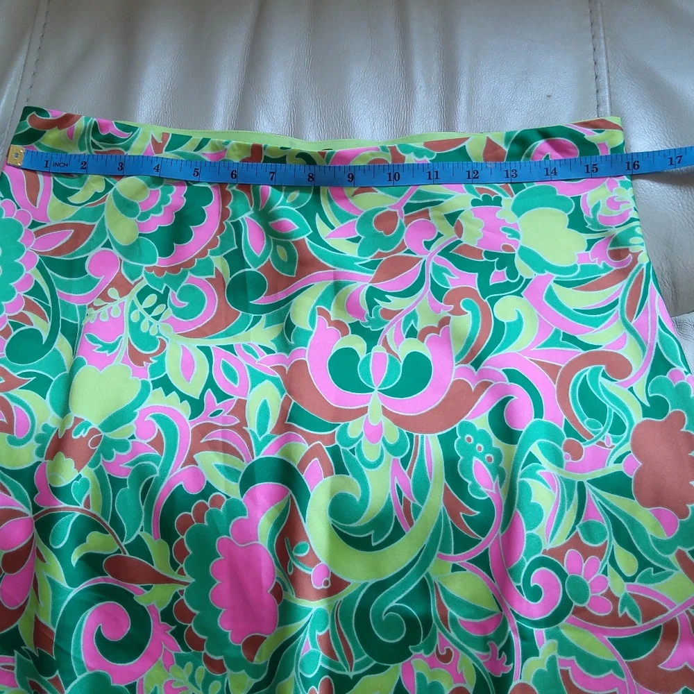 J.Crew pull - on slip  pink green floral midi skirt